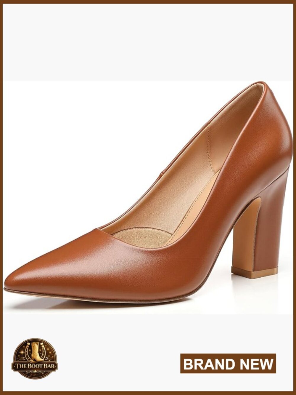 Closed Pointed Toe Chunky Block Heel Pumps 3.54" Heel Slip-On Dress Office